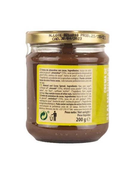 Crema de Almendras Cacao Bio  